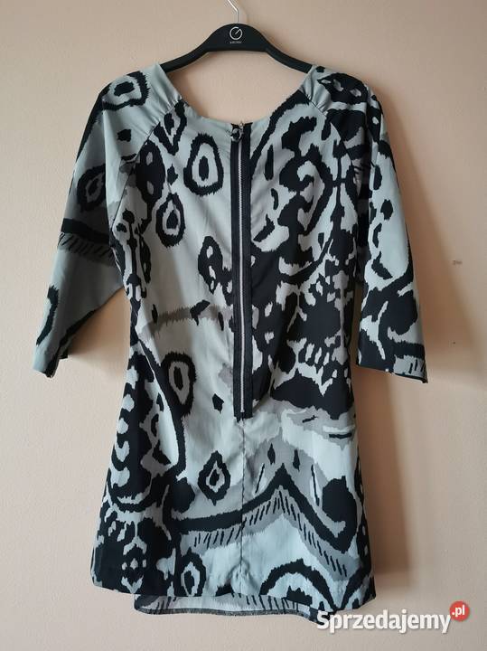 Elegancka damska tunika do biura szaroczarna Reda