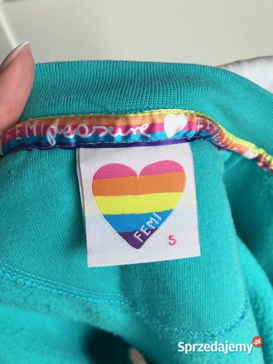 Turkusowa damska bluza z kapturem Femi Pleasure Kaptur Nisko