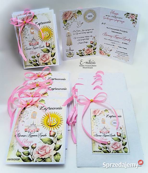 Zaproszenia 3D I Komunia Św spersonalizowane i z