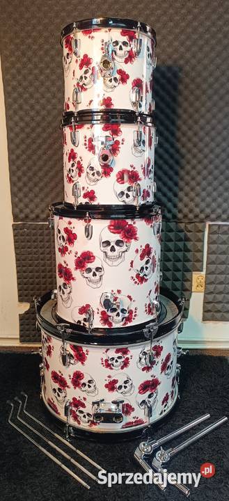 CUSTOM Skulls Roses Odrestaurowana perkusja wielkopolskie Piła