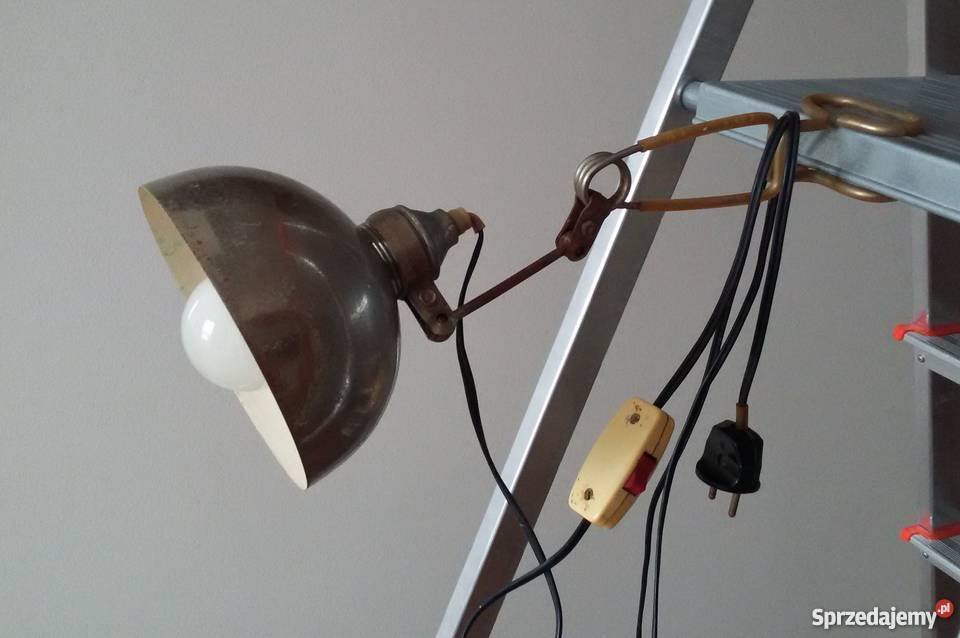 Stara metalowa lampa techniczna przypinana inny kolor Warszawa