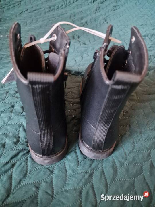 NOWE Botki damskie czarne połyskująceCLEVE Półbuty