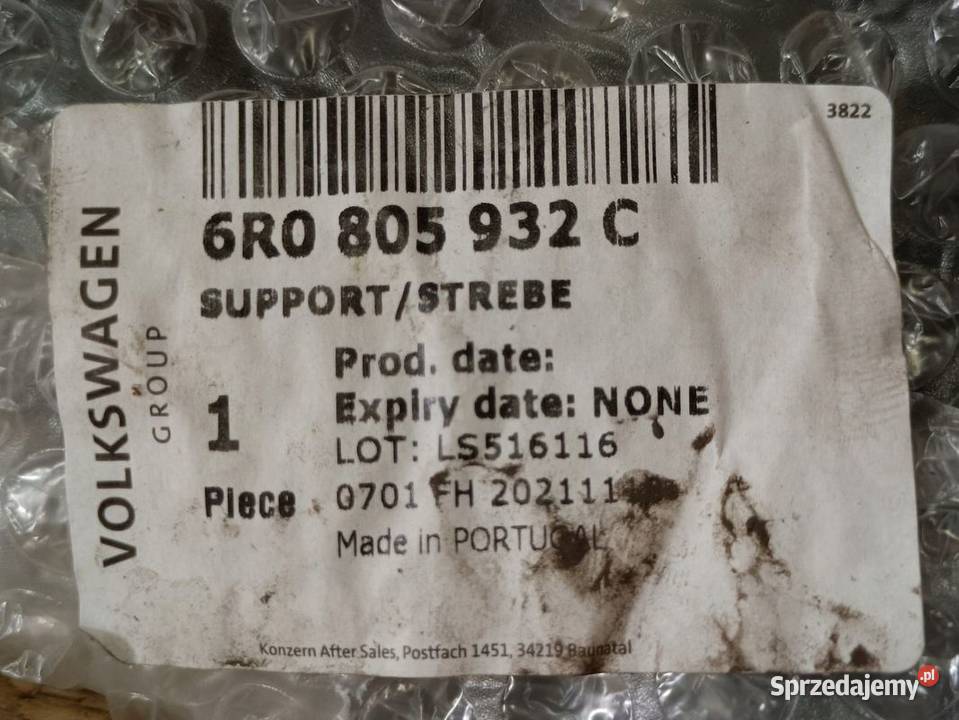 VOLKSWAGEN POLO WSPORNIK PASA LAMPY PRAWY PRZÓD Pleszew