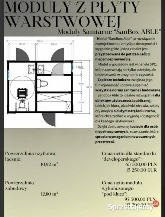 Na sprzedaż dom modułowy sanitarny 10.92m2 Sprzedaż Poznań