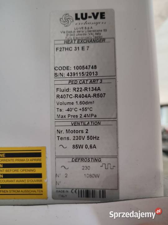 Chłodnica parownik LUVE F27HC31E7 7mm grzałki Niedźwiedź