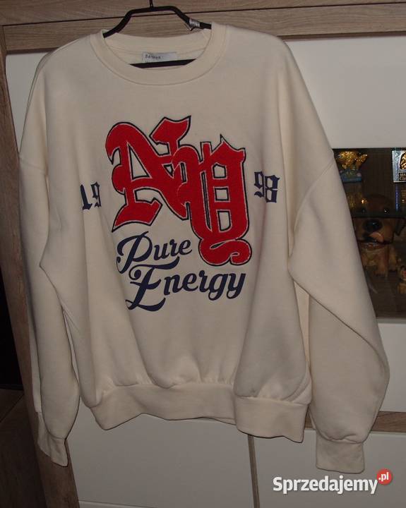 BERSHKA kremowa Bluza z Napisem r S M Rawicz sprzedam