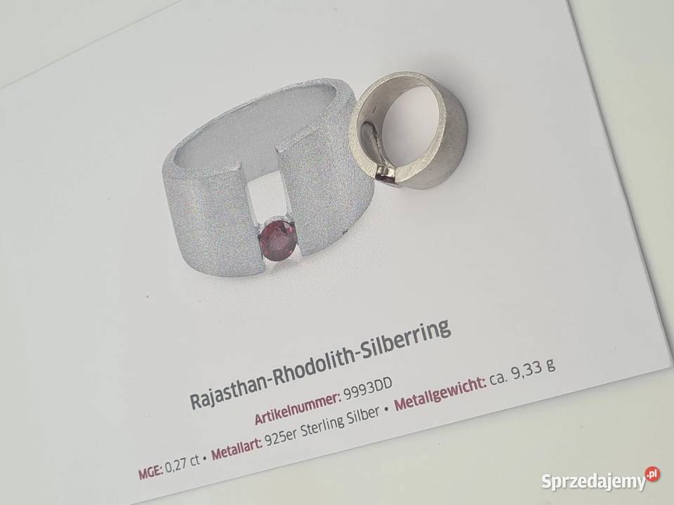 Masywny pierścionek srebro 925 z rodolitem zachodniopomorskie Szczecin sprzedam