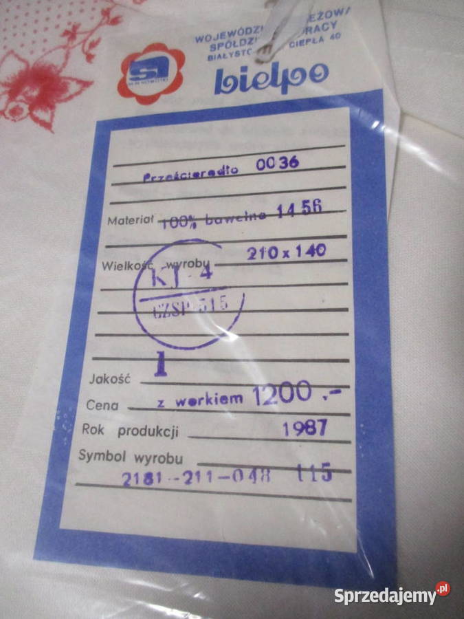 Prześcieradło Bawełna 140210 Nowe PRL 1987 r mazowieckie Nieporęt