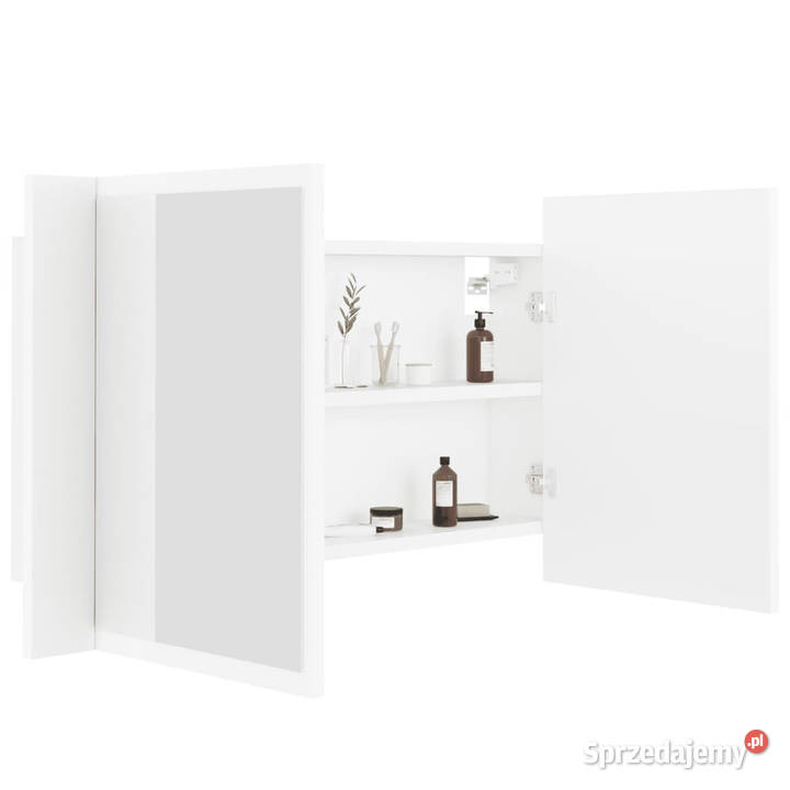 Szafka łazienkowa z lustrem i LED biała 80x12x45 Warszawa