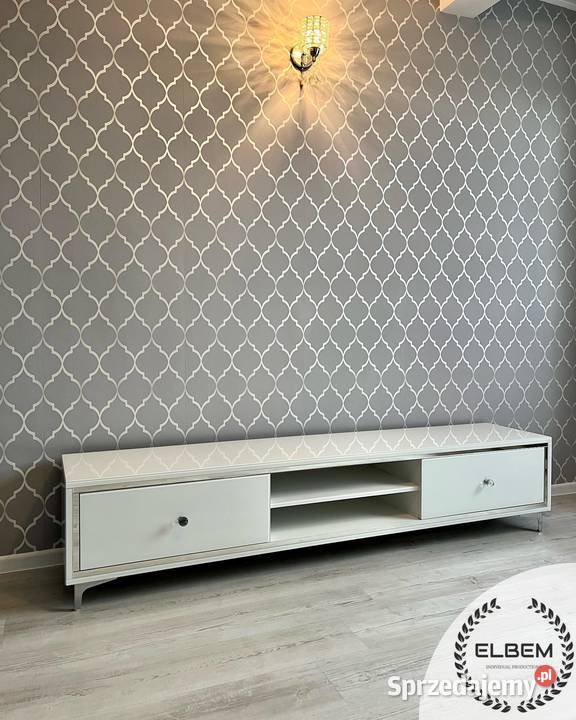 Szklana biała szafka RTV Glamour RTV Białystok