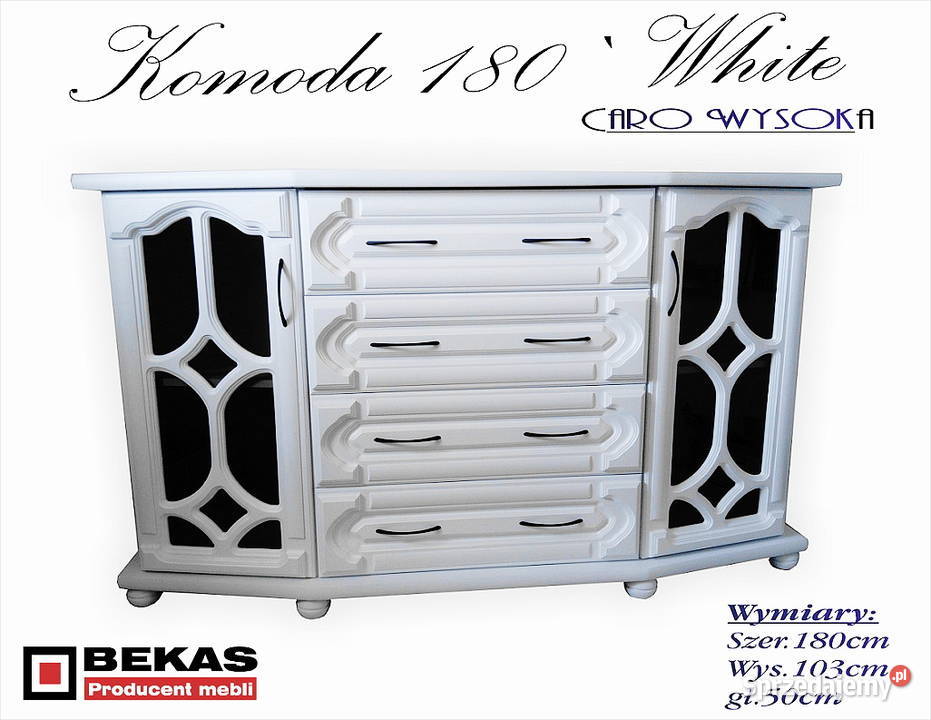 Stylowa Komoda 180 wysoka 2D4S Biały Dąb Bekas Gorzów Wielkopolski