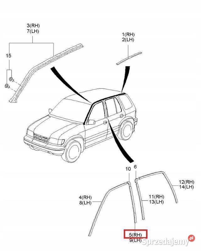 LISTWA SZYBY LEWY PRZÓD KIA SPORTAGE 9502 NOWA osobowe
