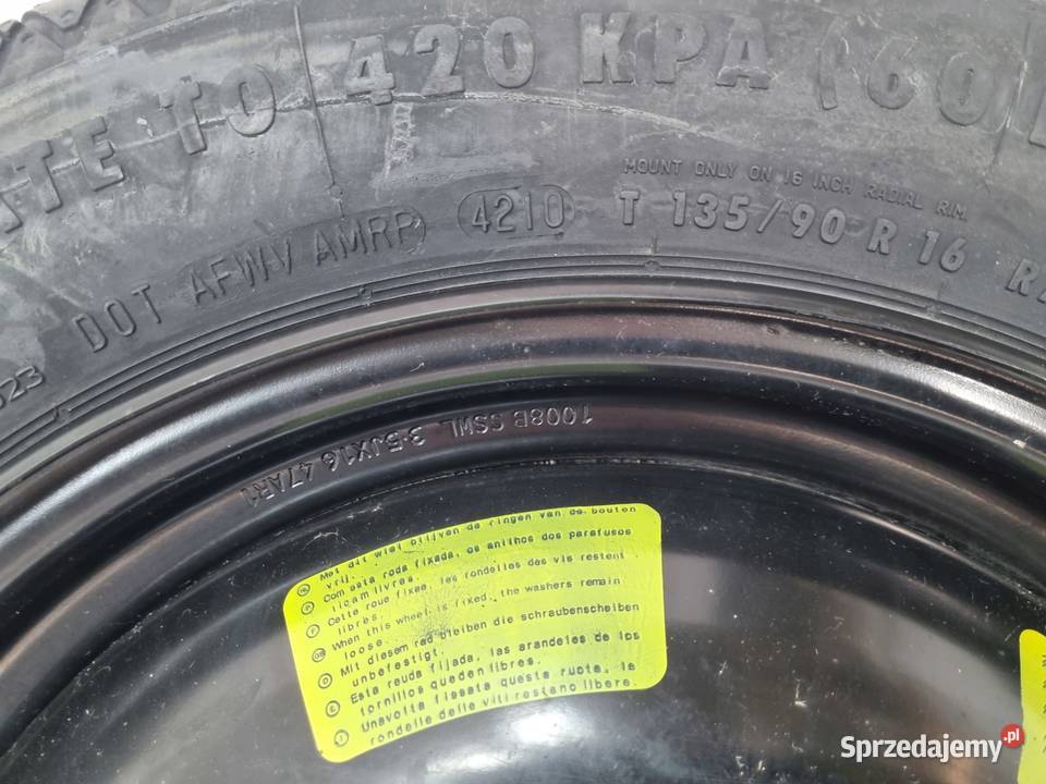 KOŁO DOJAZDOWE Peugeot 3008 5008 13590 R16 4x108 lubelskie Chełm