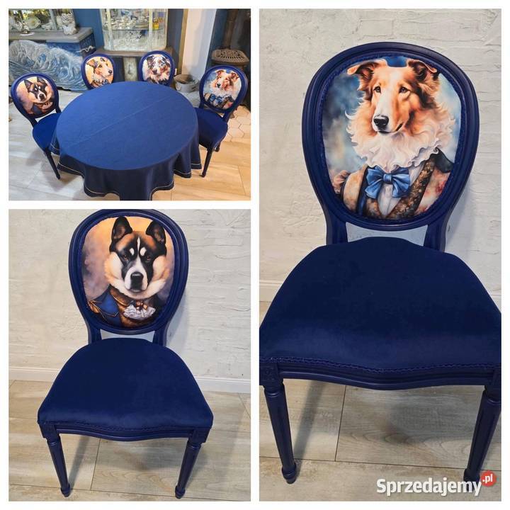 Krzesla stylizowane Motywem pięknych psów Szembekowo