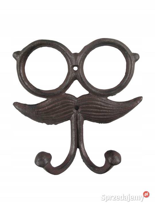 Wieszak żeliwny okulary wąsy wąsacz żeliwo retro Gizałki