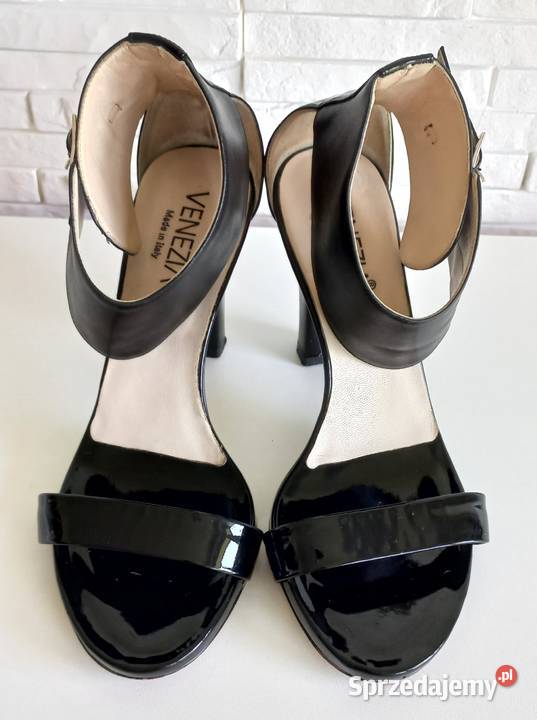 Damskie sandały na obcasie Venezia czarne Sandały i klapki