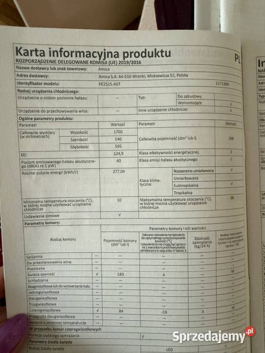 Lodówka Amica 170 Warszawa