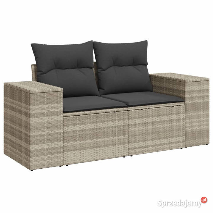 Sofa ogrodowa z poduszkami 2osobowa jasnoszara