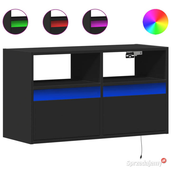 Ścienna szafka TV z LED czarna 80x31x45 WM852328 Meble mazowieckie Warszawa