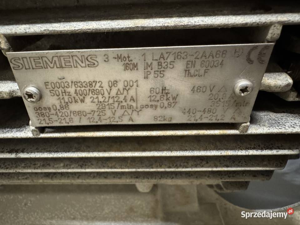Pompa wody odśrodkowa silnik 11kw Siemens Chojnów