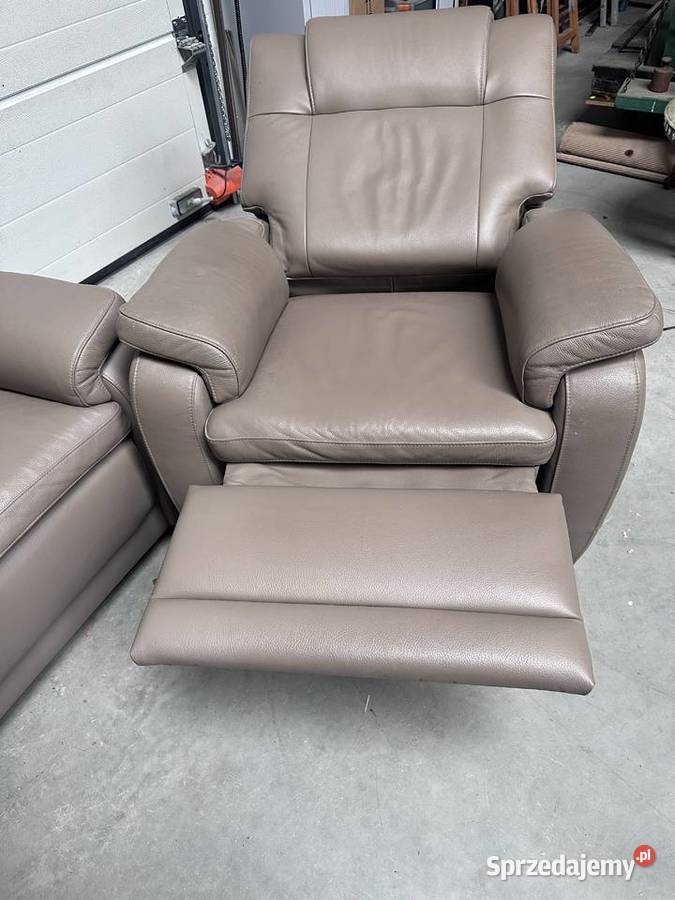 Idealny skórzany komplet sofa i rozkładany Sławoszewek sprzedam