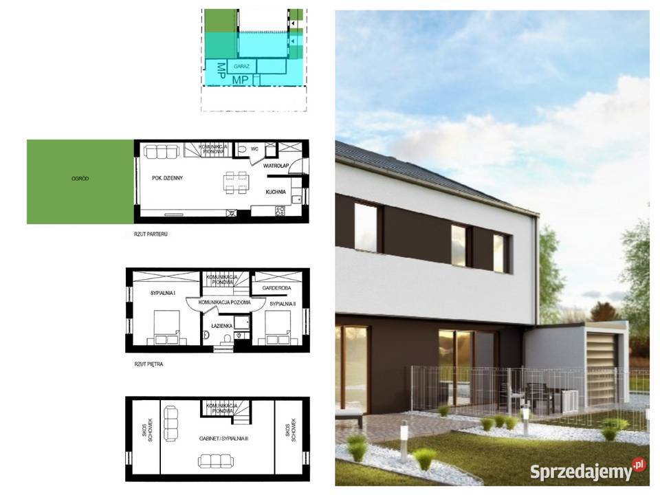 Bliźniak k Wrocławia garaż i miejsca parkingowe Wrocław