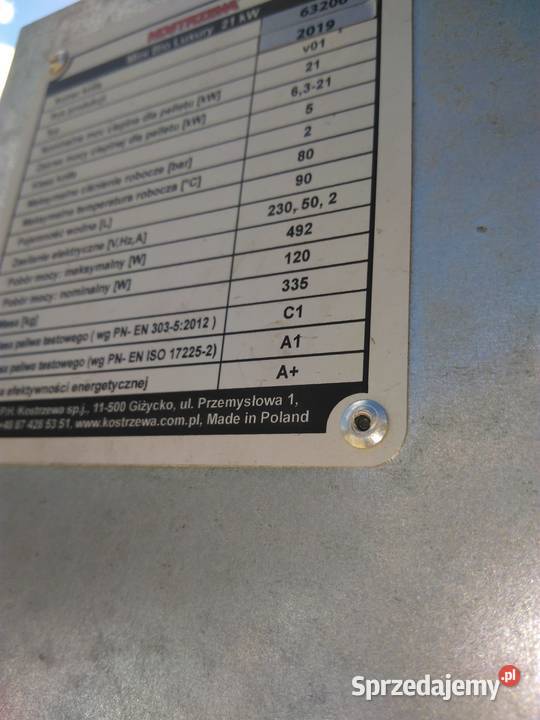 Kocioł na pellet Kostrzewa 63 kW do 21 kW Wola Zaradzyńska