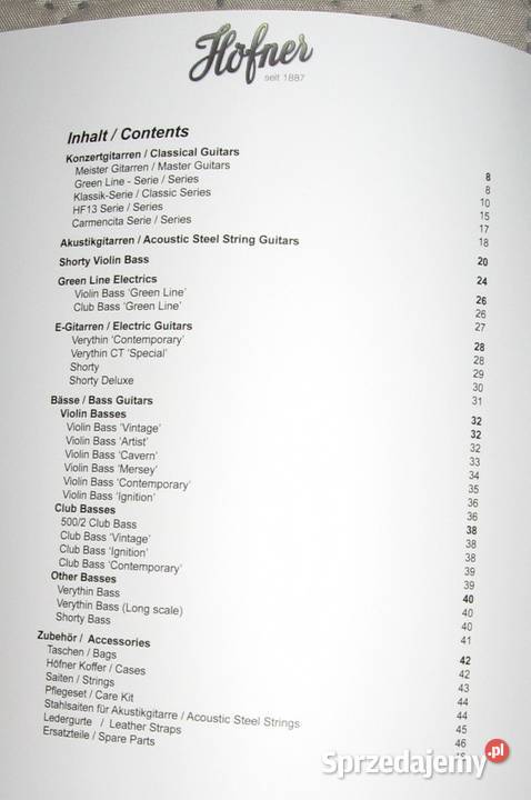 Hofner 2022 2023 guitar catalog katalog gitar Kępice