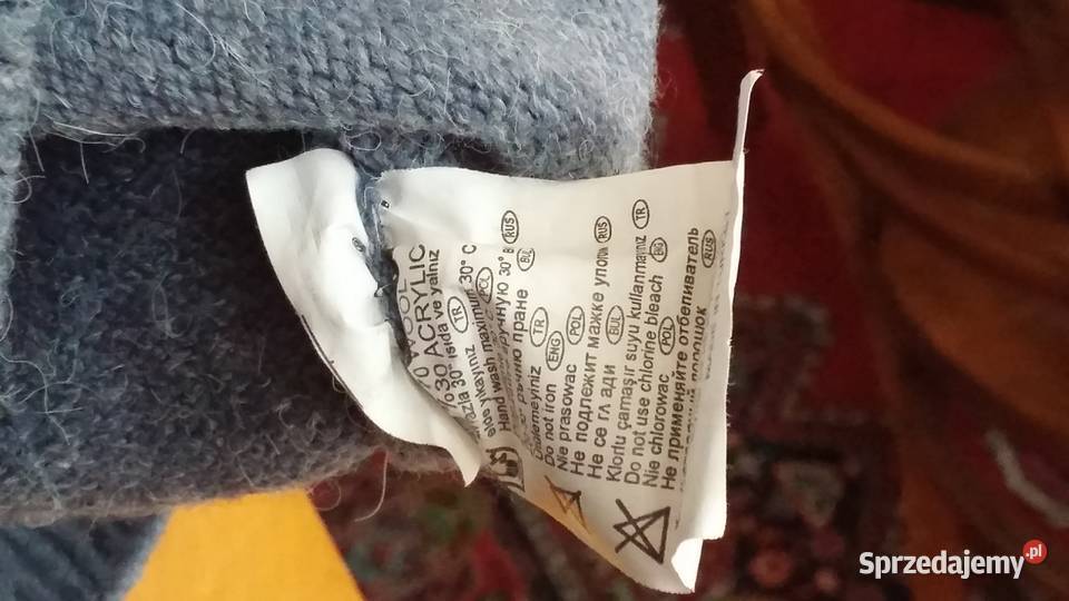 Piękny duży męski sweter XL2XL wełna z acrylem długi Sosnowiec