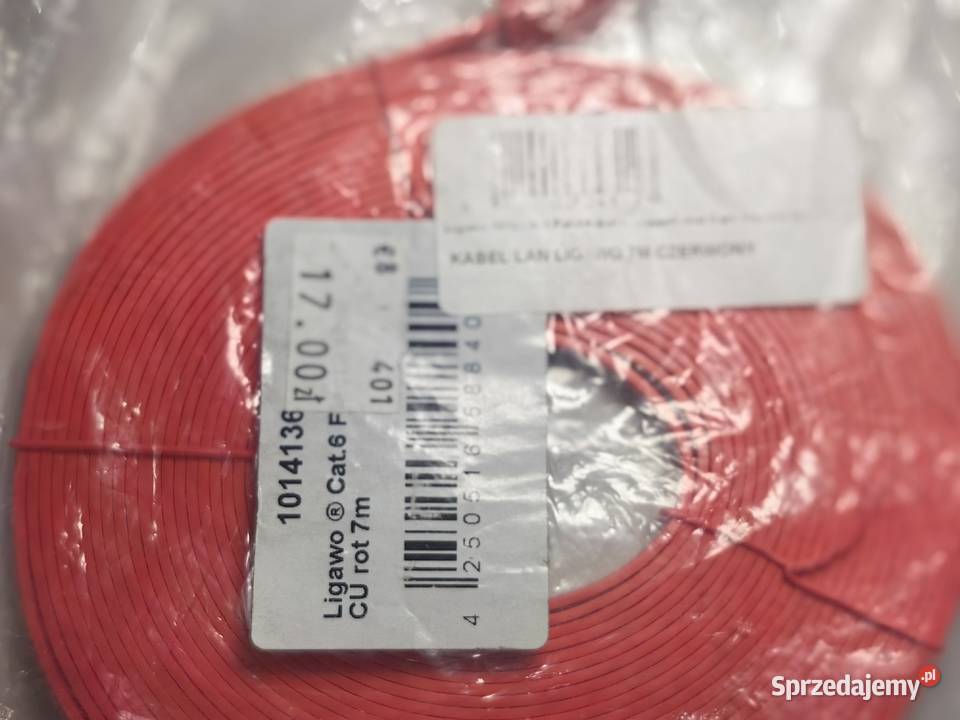 Kabel lan ligawo 7M czerwony Cat 6 nowy Pozostałe Inczew