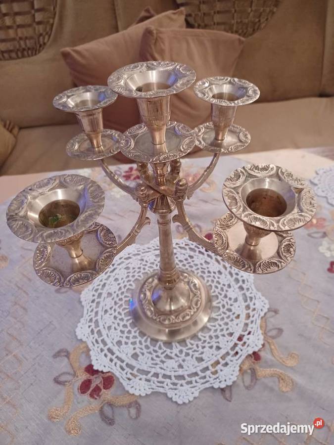 Piękny duży świecznik mosiężny wielkopolskie Poznań