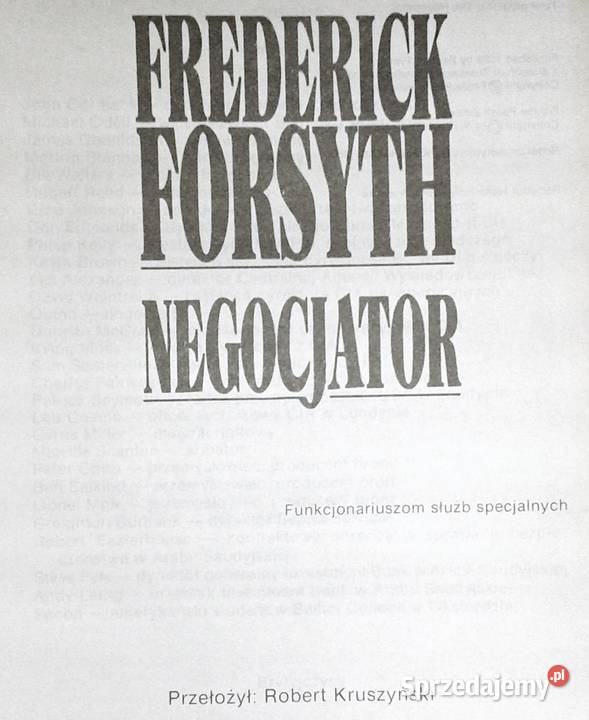 Negocjator Frederick Forsyth twarda z obwolutą