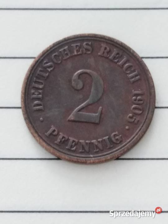 Moneta 2 pfenigi 1905 A Cesarstwo Niemieckie lubuskie Żary