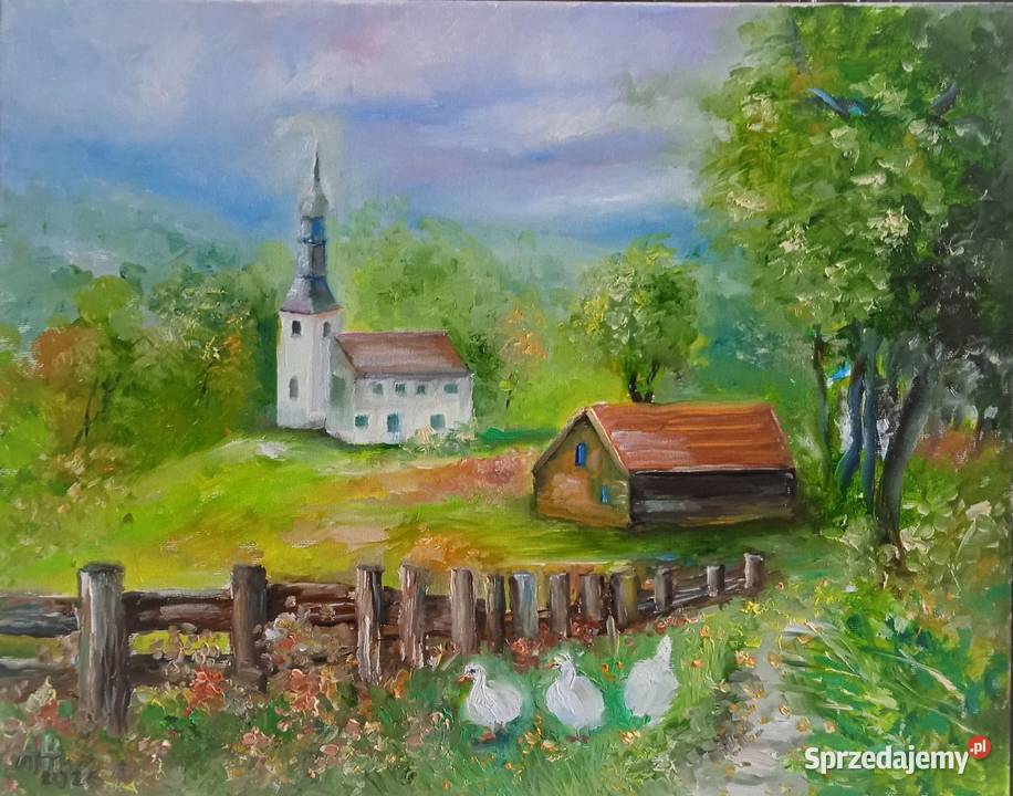 Obraz olejny Pejzaż wiejski Barlinek