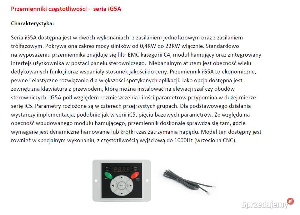 Falownik LG 075 kW 25A zas 3x400V SV008iG5A4 wielkopolskie Czarnylas