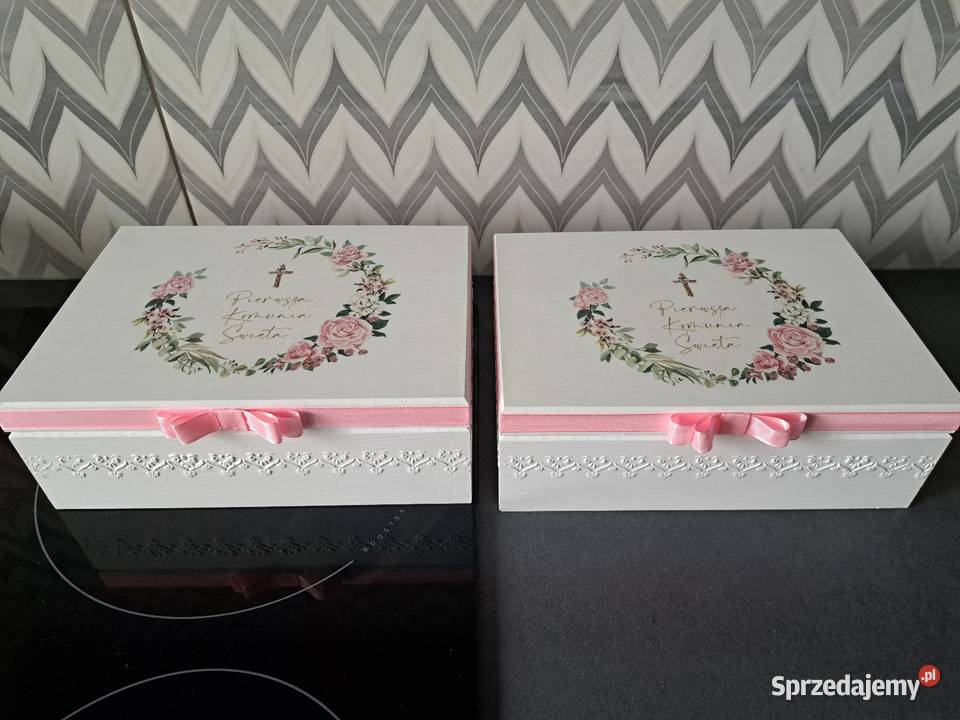 Szkatułka komunijna róże rustykalne z życzeniami opolskie