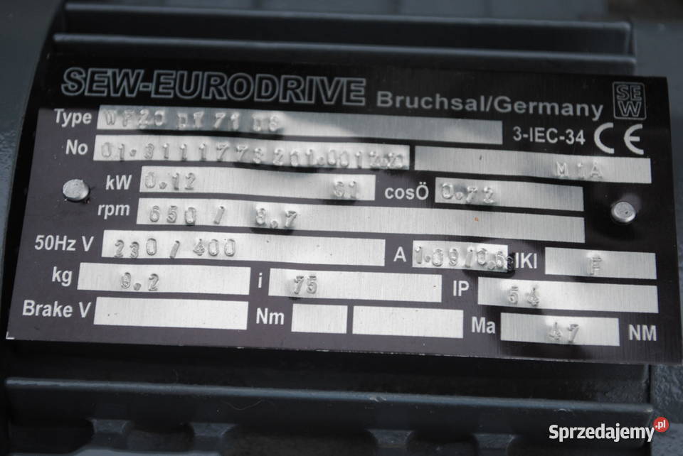Motoreduktor kątowy 012kw 87obrmin SEW Kargowa