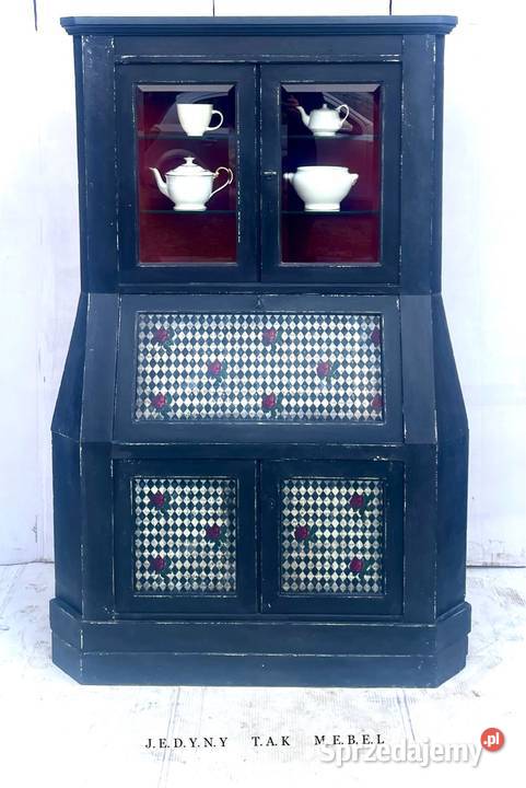 Sekretarzyk z witrynką vintage shabby chic 82cm Przeworsk