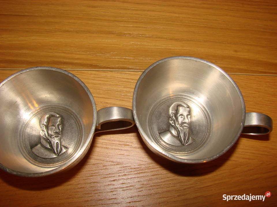 Gjuten I Kalmar cynowe filiżanki Pruszcz Gdański