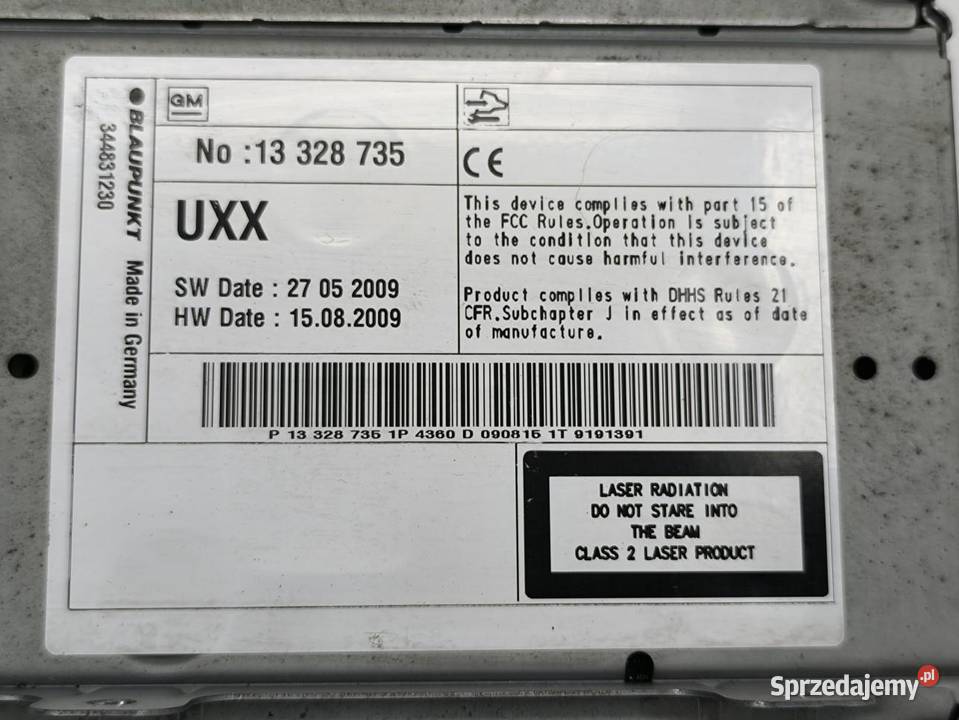 RADIOODTWARZACZ FABRYCZNY OPEL INSIGNIA A 20CDTI osobowe