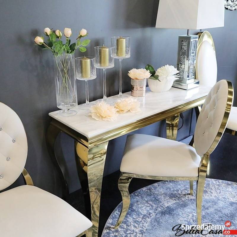 Zestaw mebli złotych glamour Ludwik Gold stół 60cm mazowieckie Warszawa
