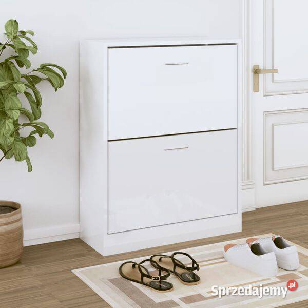 vidaXL Szafka na buty wysoki połysk biała Warszawa