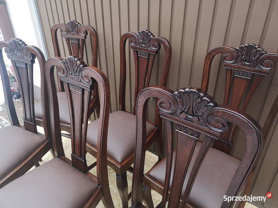 Krzesła Dębowe Wysokie Politura Stare Antyk