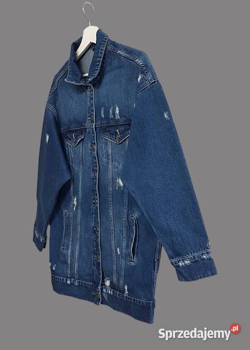Damska długa kurtka jeansowa katana granatowa małopolskie Chrzanów