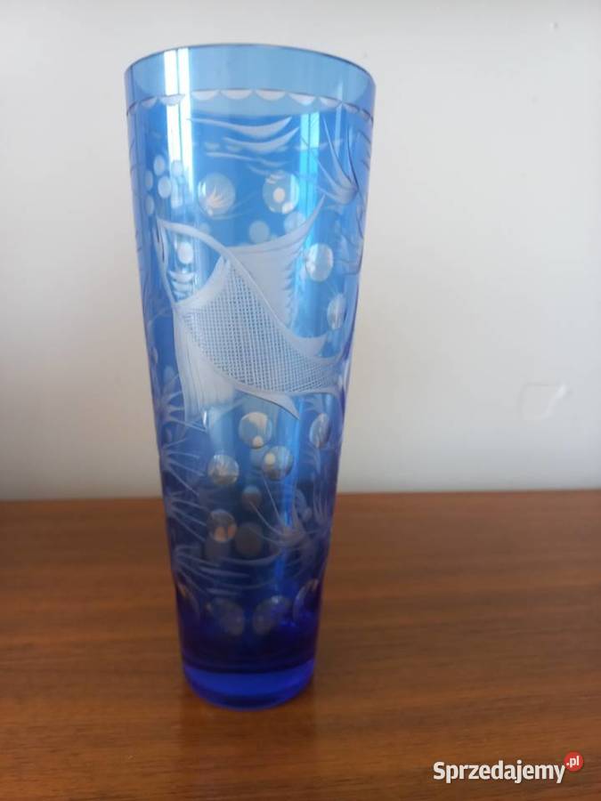 Wazon kryształowy Ryba szkło kobaltowe Porcelana i szkło Toruń