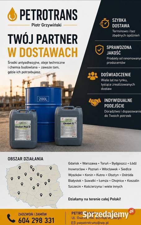 Olej antyadhezyjny Ekobet 0 olej szalunkowy Toruń sprzedam