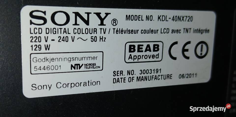 Telewizor Sony Bravia KDL40NX720 Jonkowo