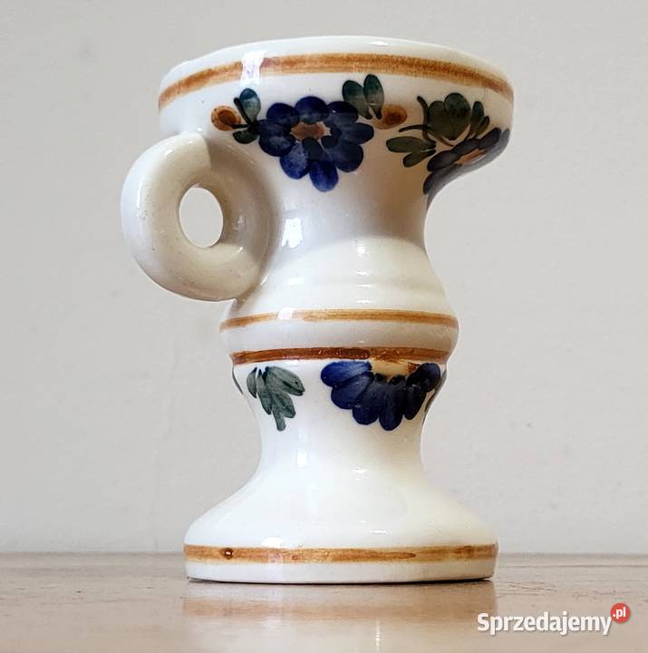 Świecznik zdobiony w kwiaty folklor lata PRL Włodawa