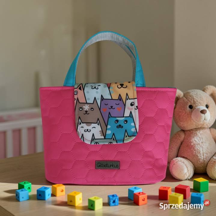 Różowa Torebka Koszyk w KOTKI handmade 13cm Galanteria i dodatki Kraków