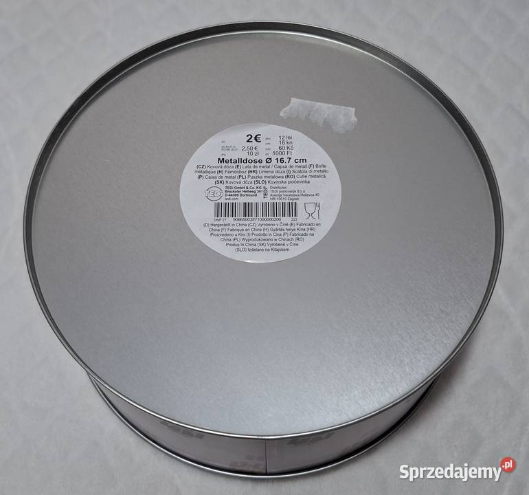 Metalowy okrągły pojemnik z pokrywką 17x8